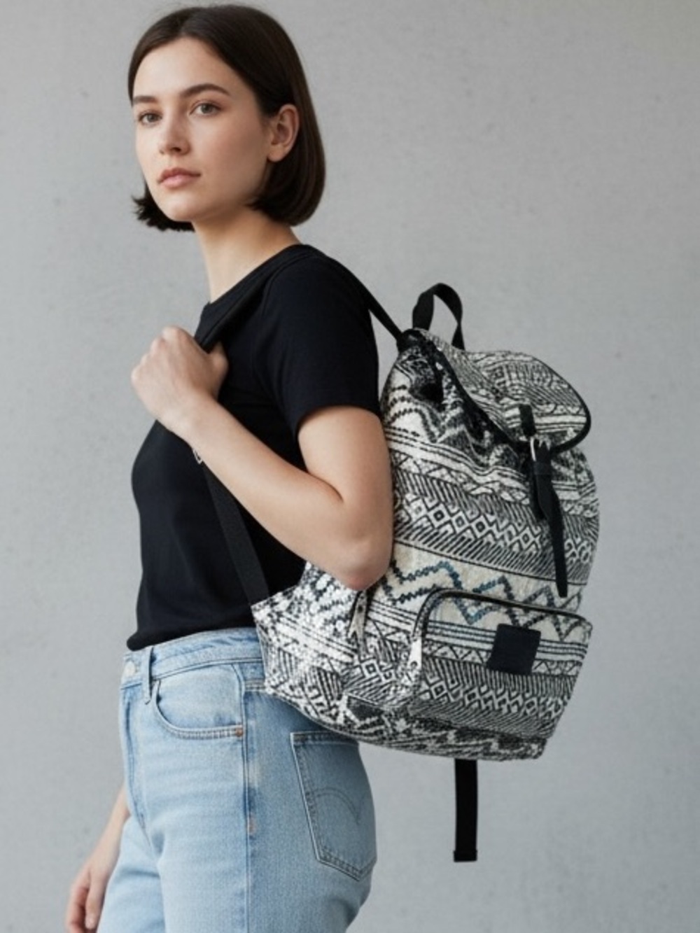 Victoria's Secret PINK Bling Sequin Aztec Backpack in black and white